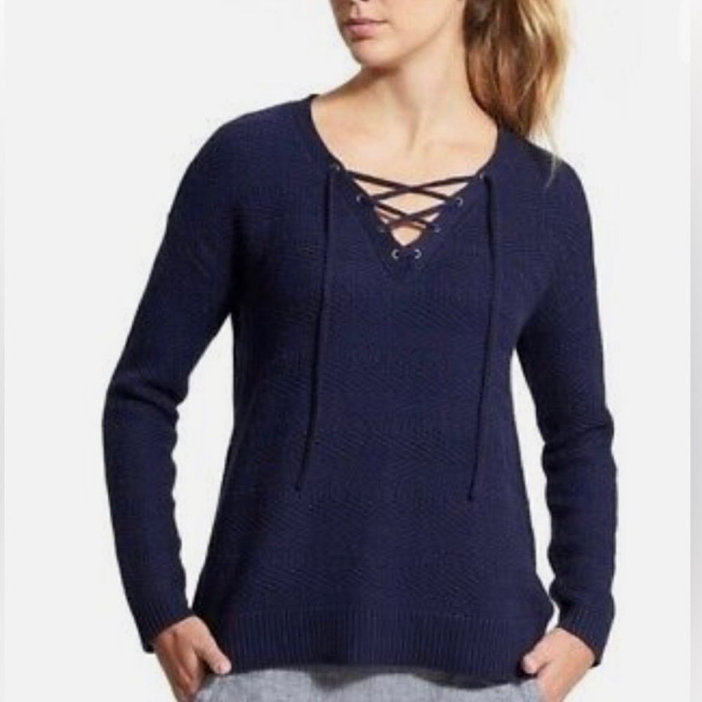 Athleta Sunset Lace-Up Textured Lightweight Boho Sweater Winter Size XXS